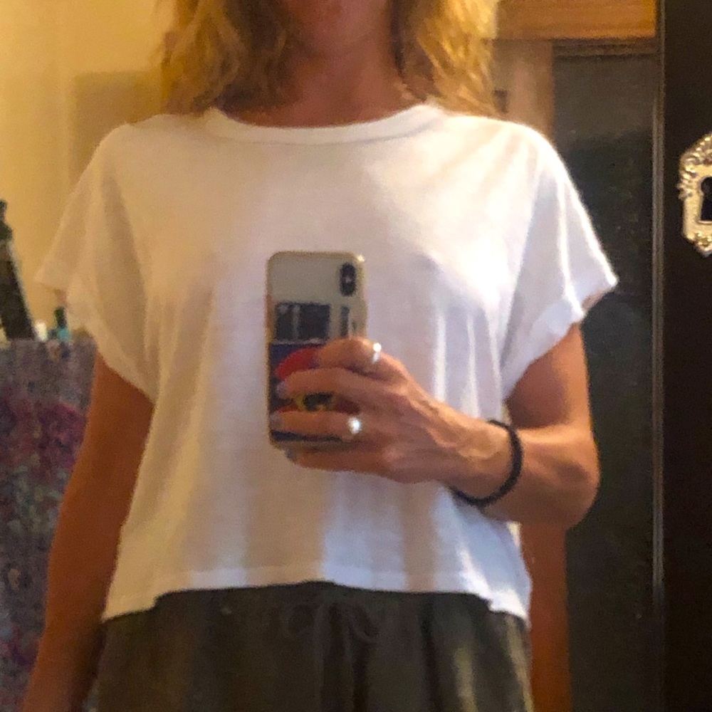 We the Free white boxy crop top